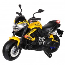 Мотоцикл двухколесный на аккум.2*6V4Ah. USB, MP3, колеса пластик, 2 двигателя*390W, свет LED, желтый