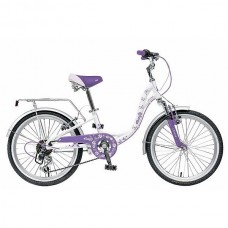 20" Велосипед NOVATRACK  BUTTERFLY сталь, белый-фиолет., 6-скор, TY21/RS35/SG-6SI, V-brake, багажник