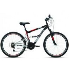 26" Велосипед ALTAIR MTB FS 26 1.0 (26" 18 ск. рост 16") 2020-2021, черный/красный, RBKT1F16E003