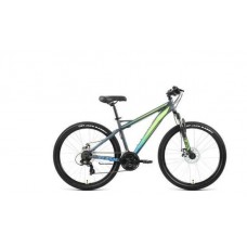 26" Велосипед FORWARD FLASH 2.0 D (21 ск. рост. 15") 2022, серый матовый/ярко-зеленый, RBK22FW266