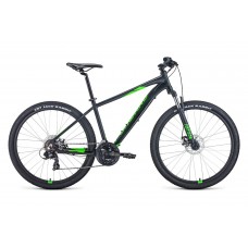 27.5" Велосипед FORWARD APACHE 2.2  S disc ( 21 ск. рост 17") черный мат./ярко-зеленый