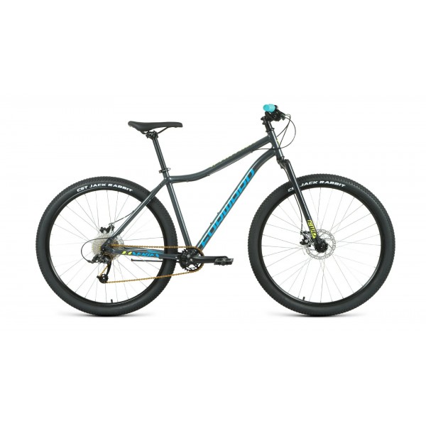 27,5" Велосипед FORWARD SPORTING X D (9 ск. рост. 19") 2022, темно-серый/зеленый