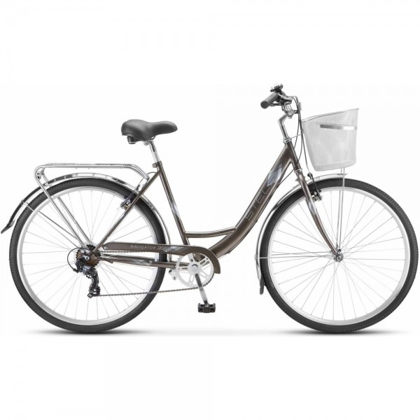28" Велосипед Stels Navigator 395 V рама сталь 20  (золотисто-серый металлик) Z010+корзина