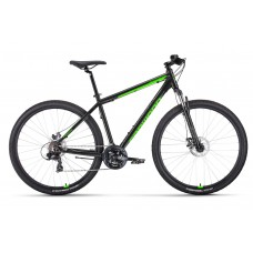 29" Велосипед FORWARD APACHE 2.0 D CLASSIC (21 ск. рост. 17") 2022, черный/ярко-зеленый, 29101
