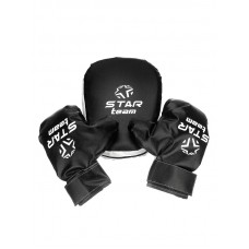Боксерский набор "STAR TEAM" №7 (лапа и перчатки), вес 314 гр, цвет черный,  в сетке