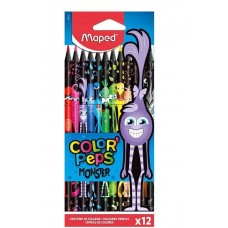 Цветные карандаши, декорированный корпус,12 цветов, в коробке с подвесом