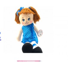 Ф Мягкая игрушка Кукла в синем платье в горошек