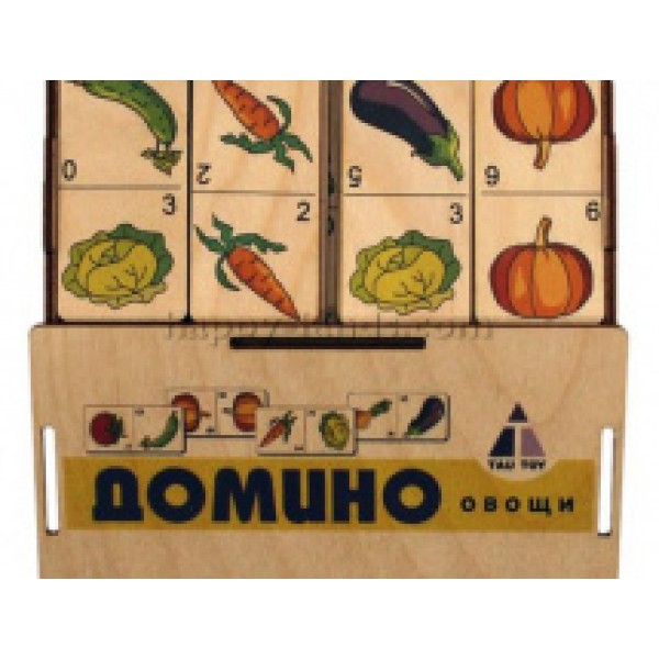 Игра "Домино Овощи" цвет, коробка