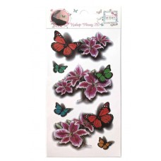 LUKKY FASHION набор тату 3D, бабочки, цветы, 1 вид, 9х18см