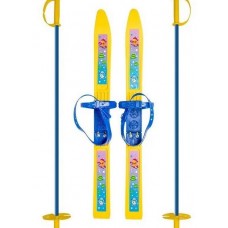 Лыжи детские "Олимпик-спорт" Мишки 66/75 см, крепление мягкое пластиковое, без палок (в сетке) 