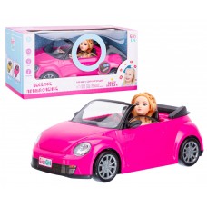 Машинка "Girls Club" на бат., цвет розовый, свет фар, музыка, кукла в комплекте, в/к 46*23*
