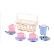 Набор детской посуды сафари с корзинкой №2 на 4 персоны (14 элементов) (в сеточке)