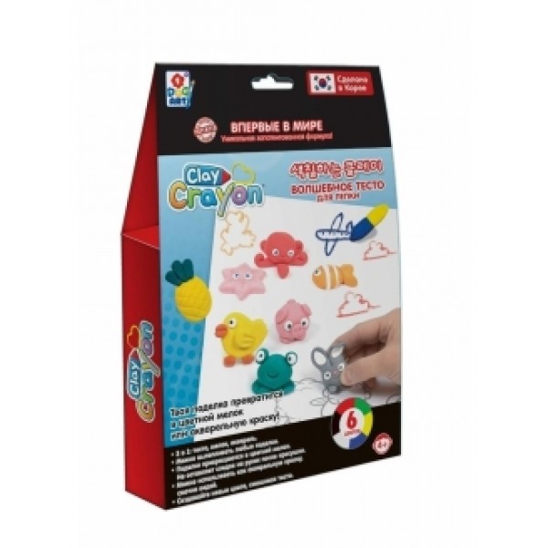 Набор тесто-мелков Clay Crayon  (6 цветов по 30 гр) в коробке 16,5x25x4,5 см