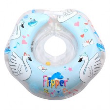 Надувной круг на шею для купания малышей Flipper 0+ с музыкой из балета "Лебединое озеро" голубой.