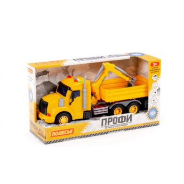 "Профи", автомобиль бортовой с ковшом инерционный (со светом и звуком) (жёлтый) (в коробке)