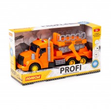 "Профи", автомобиль с подъёмником инерционный (со светом и звуком) (оранжевый) (в коробке)