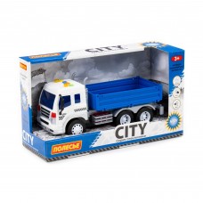 "Сити", автомобиль бортовой инерционный (со светом и звуком) (синий) (в коробке)