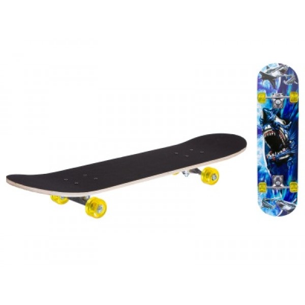 Скейтборд деревянный с принтом, колеса PU без света, стойка: металлическая, подшипники 608Z, верх: ч