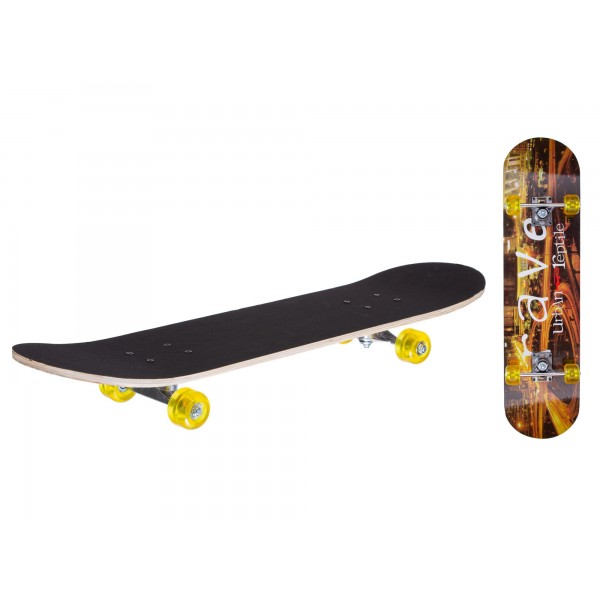 Скейтборд деревяный с принтом, колеса PU без света, стойка: алюминиевая, подшипники ABEC 5, верх: че
