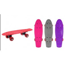 Скейтборд пласт, колеса PVC без света,  пласт, размер43 см. цвета:( караловый,фиолет,розовый, серый)