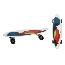 Скейтборд пласт. с принтом и с ручкой для переноски, широкие колеса PU со светом, стойка: алюми
