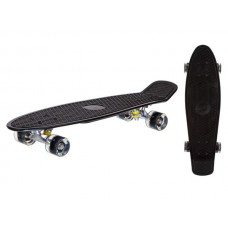 Скейтборд пласт, широкие колеса PU со светом, стойка: алюминиевая, размер платформы: 67*20 см.черн