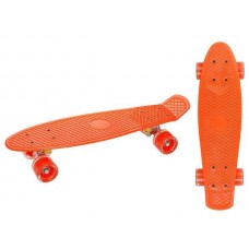 Скейтборд пласт, широкие колеса PU со светом, стойка: алюминиевая, размер платформы: 67*20 см.оранж
