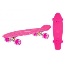 Скейтборд пласт, широкие колеса PU со светом, стойка: алюминиевая, размер платформы: 67*20 см.розов