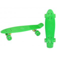 Скейтборд пласт, широкие колеса PU со светом, стойка: алюминиевая, размер платформы: 67*20 см.зелен