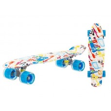 Скейтборд пластиковый с принтом, широкие колеса PU со светом, стойка: алюминиевая, IT106588