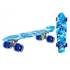 Скейтборд пластиковый с принтом, широкие колеса PU со светом, стойка: алюминиевая, IT106591