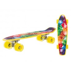 Скейтборд пластиковый с принтом, широкие колеса PU со светом, стойка: алюминиевая, IT106595