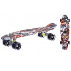 Скейтборд пластиковый с принтом, широкие колеса PU со светом, стойка: алюминиевая, IT106599