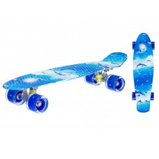 Скейтборд пластиковый с принтом, широкие колеса PU со светом, стойка: алюминиевая,IT106601