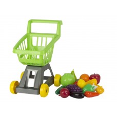 Тележка для супермаркета с фруктами и овощами.
