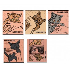 Тетрадь Кусающиеся коты-аниме, формат А5, клетка, 48 листов, на скрепке, внутренний блок офсет
